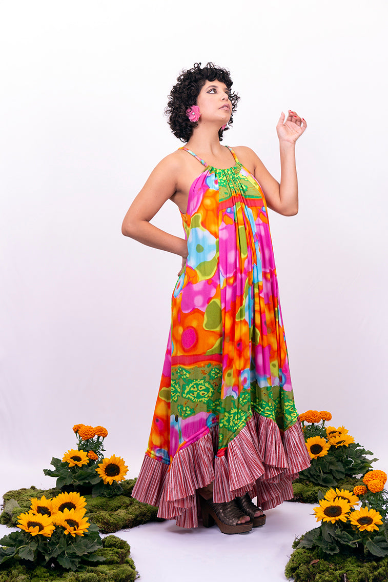 VESTIDO ESPIRAL ESTAMPA VINTAGE