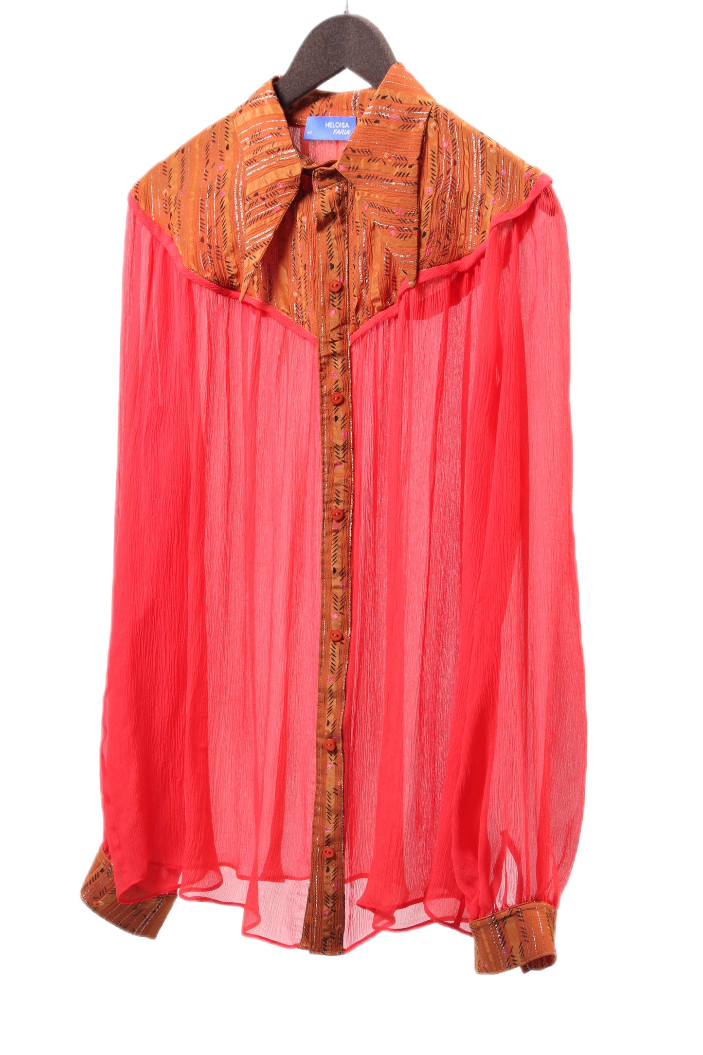 CAMISA BIANCA TRANSPARENTE VERMELHA