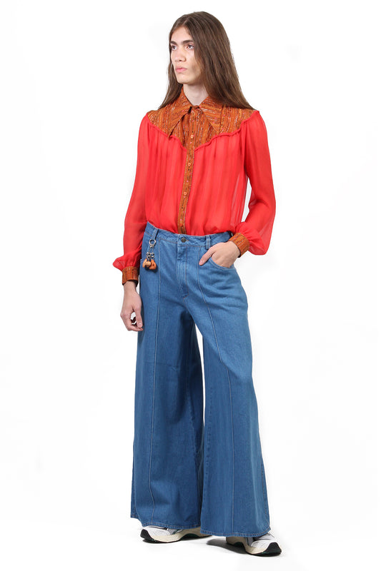 CAMISA BIANCA TRANSPARENTE VERMELHA