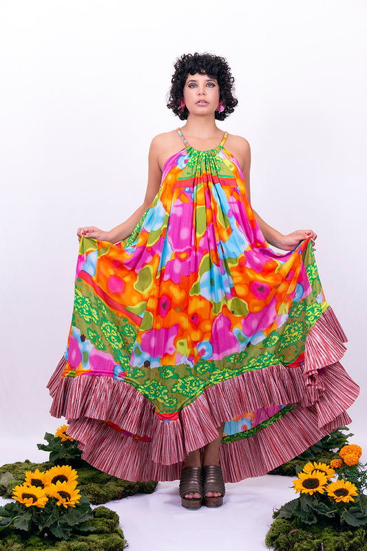 VESTIDO ESPIRAL ESTAMPA VINTAGE