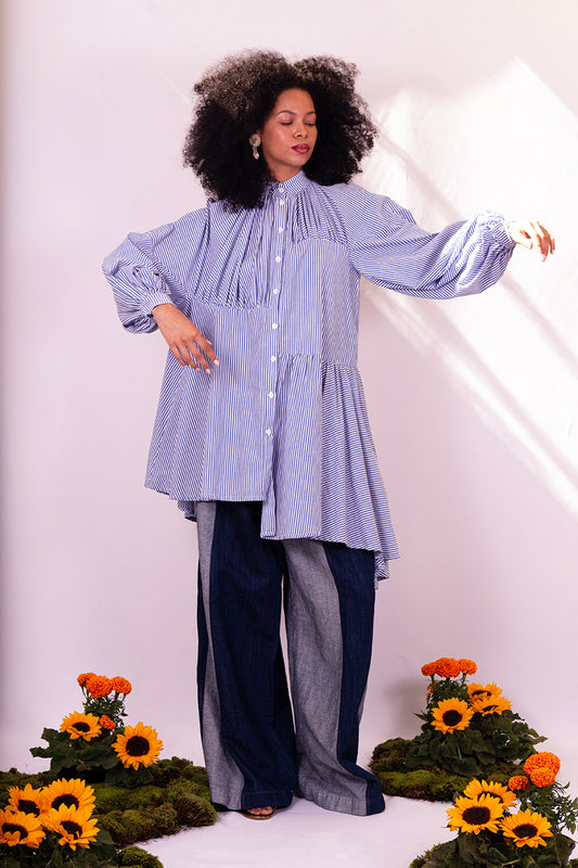VESTIDO CHEMISE TILDA 3.0 LISTRADO AZUL