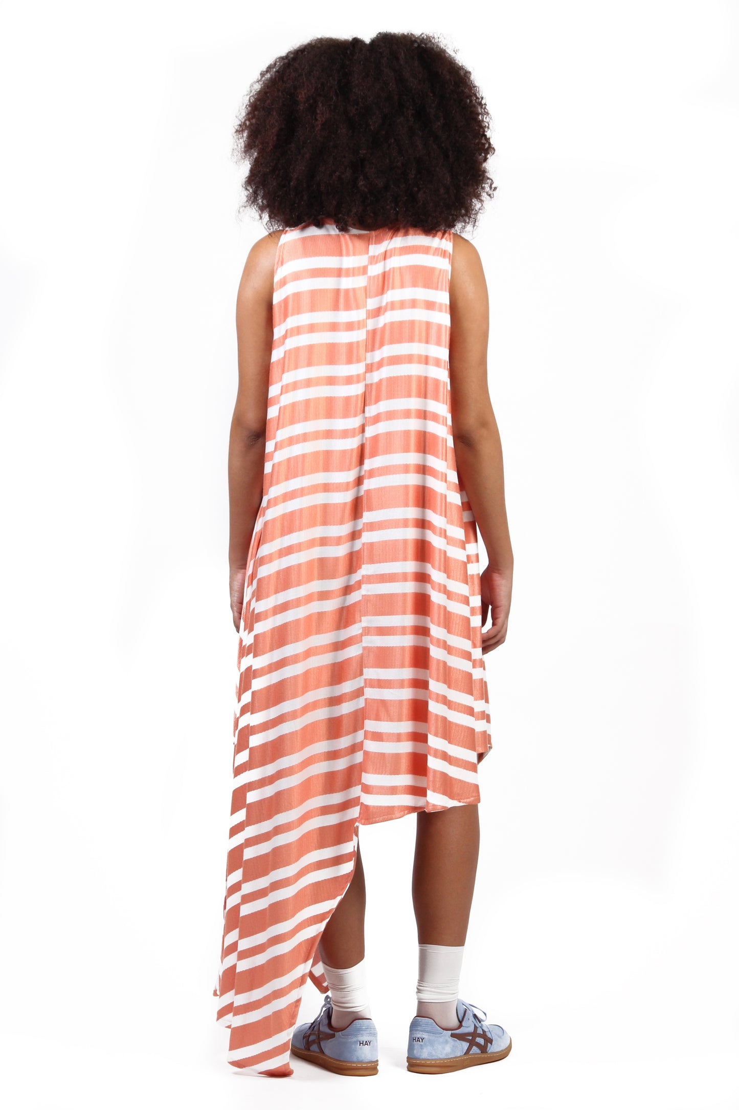 VESTIDO COLETE LISTRADO LARANJA