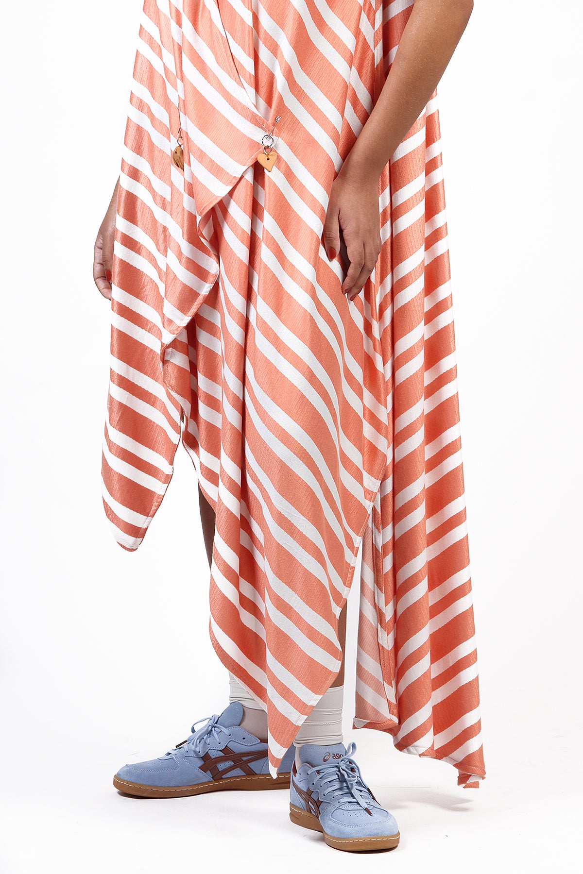 VESTIDO COLETE LISTRADO LARANJA