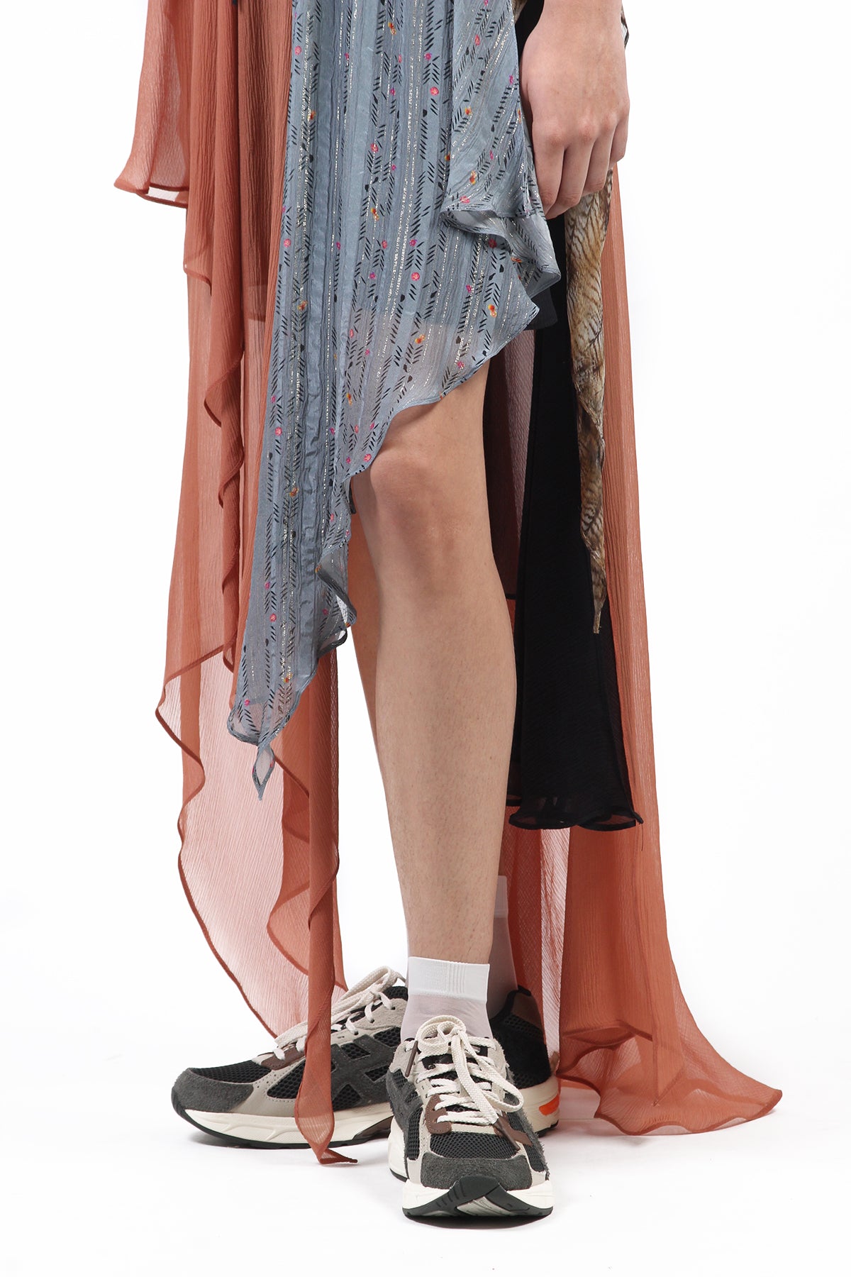 VESTIDO DE SEDA PATCHWORK FERRUGEM